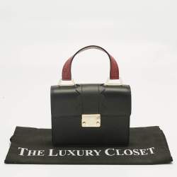 Pre Owned Emporio Armani Black/Red Faux Leather Flap Top Handle Bag