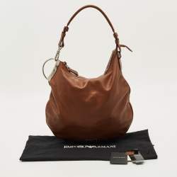 مملوكة مسبقًا حقيبة هوبو شعار امبريو ارماني جلد بني