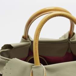 مملوكة مسبقًا Emporio Armani Scalloped Applique Beige Nylon Tote