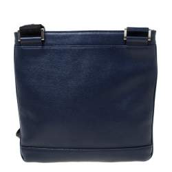 Pre Owned Emporio Armani Blue Leather Crossbody Bag