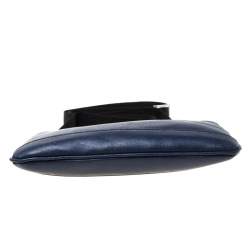 Pre Owned Emporio Armani Blue Leather Crossbody Bag