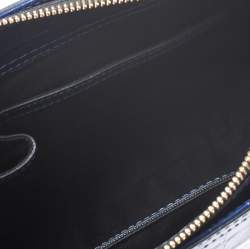 Pre Owned Emporio Armani Blue Croc Embossed Leather Satchel 