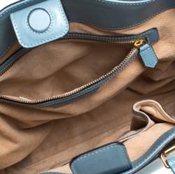 Emporio Armani Light Blue Leather Shopper Tote
