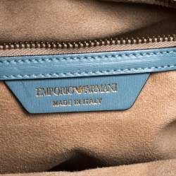 Emporio Armani Light Blue Leather Shopper Tote