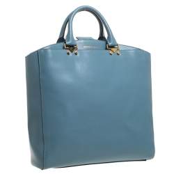 Emporio Armani Light Blue Leather Shopper Tote