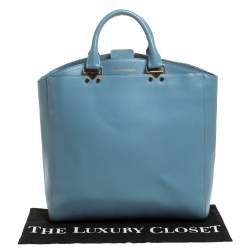 Emporio Armani Light Blue Leather Shopper Tote