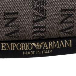 مملوكة مسبقًا Emporio Armani Grey/Black Monogram Canvas Pouch