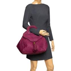 Emporio Armani Burgundy Snakeskin Effect Leather Satchel