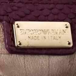 Emporio Armani Burgundy Snakeskin Effect Leather Satchel