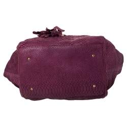 Emporio Armani Burgundy Snakeskin Effect Leather Satchel