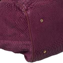 Emporio Armani Burgundy Snakeskin Effect Leather Satchel