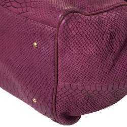 Emporio Armani Burgundy Snakeskin Effect Leather Satchel