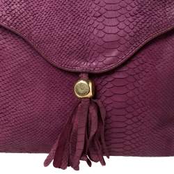 Emporio Armani Burgundy Snakeskin Effect Leather Satchel