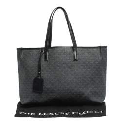 Pre Owned Emporio Armani Black Signature Coated Canvas and Leather Tote