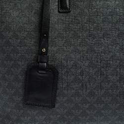 Pre Owned Emporio Armani Black Signature Coated Canvas and Leather Tote