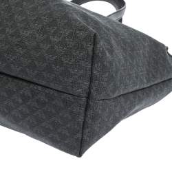 Pre Owned Emporio Armani Black Signature Coated Canvas and Leather Tote