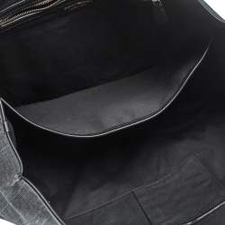 Pre Owned Emporio Armani Black Signature Coated Canvas and Leather Tote