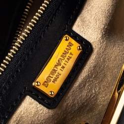 Pre Owned Emporio Armani Black Leather Frame Shoulder Bag