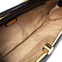 Pre Owned Emporio Armani Black Leather Frame Shoulder Bag