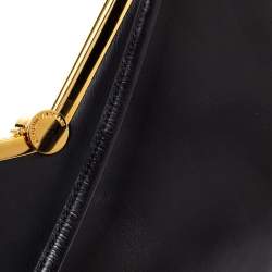 Pre Owned Emporio Armani Black Leather Frame Shoulder Bag