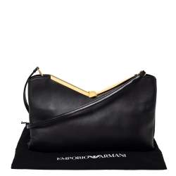 Pre Owned Emporio Armani Black Leather Frame Shoulder Bag