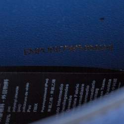 Pre Owned Emporio Armani Blue Leather Turnlock Crossbody Bag