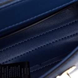 Pre Owned Emporio Armani Blue Leather Turnlock Crossbody Bag