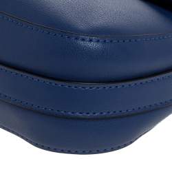 Pre Owned Emporio Armani Blue Leather Turnlock Crossbody Bag