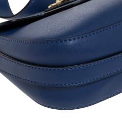 Pre Owned Emporio Armani Blue Leather Turnlock Crossbody Bag