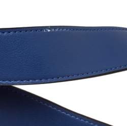 Pre Owned Emporio Armani Blue Leather Turnlock Crossbody Bag