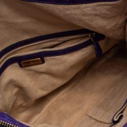 Pre Owned Emporio Armani Purple Croc Emboseed Leather Fold Over Shoulder Bag