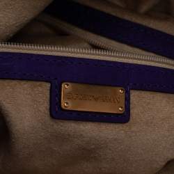 Pre Owned Emporio Armani Purple Croc Emboseed Leather Fold Over Shoulder Bag