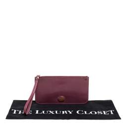 Emporio Armani Burgundy Patent Leather Wristlet Clutch