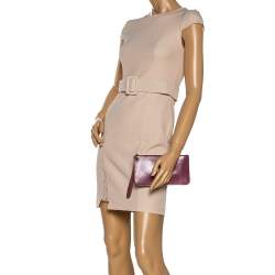 Emporio Armani Burgundy Patent Leather Wristlet Clutch