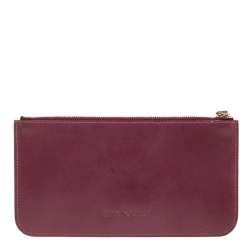 Emporio Armani Burgundy Patent Leather Wristlet Clutch