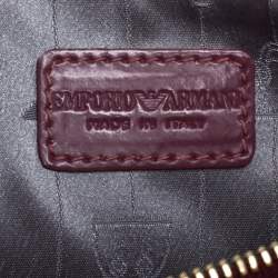 Emporio Armani Burgundy Patent Leather Wristlet Clutch