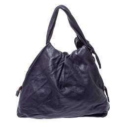 Pre Owned Emporio Armani Purple Soft Leather Knotted Handle Hobo