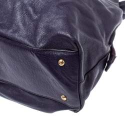 Pre Owned Emporio Armani Purple Soft Leather Knotted Handle Hobo