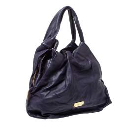 Pre Owned Emporio Armani Purple Soft Leather Knotted Handle Hobo