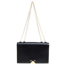 Emporio Armani Black Leather Flap Shoulder Bag