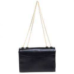 Emporio Armani Black Leather Flap Shoulder Bag