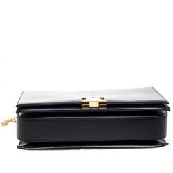 Emporio Armani Black Leather Flap Shoulder Bag