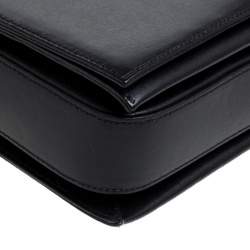 Emporio Armani Black Leather Flap Shoulder Bag