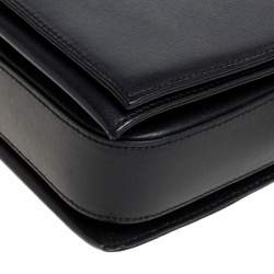 Emporio Armani Black Leather Flap Shoulder Bag