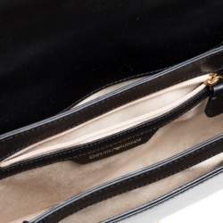 Emporio Armani Black Leather Flap Shoulder Bag