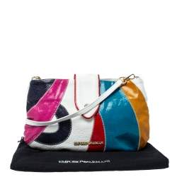 Emporio Armani Multicolor and Snakeskin Effect Leather Flap Crossbody Bag