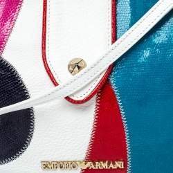 Emporio Armani Multicolor and Snakeskin Effect Leather Flap Crossbody Bag
