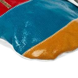 Emporio Armani Multicolor and Snakeskin Effect Leather Flap Crossbody Bag