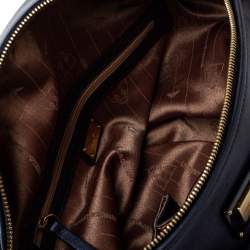 Pre Owned Emporio Armani Indigo Pleated Leather Chain Hobo