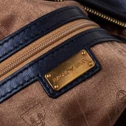 Pre Owned Emporio Armani Indigo Pleated Leather Chain Hobo